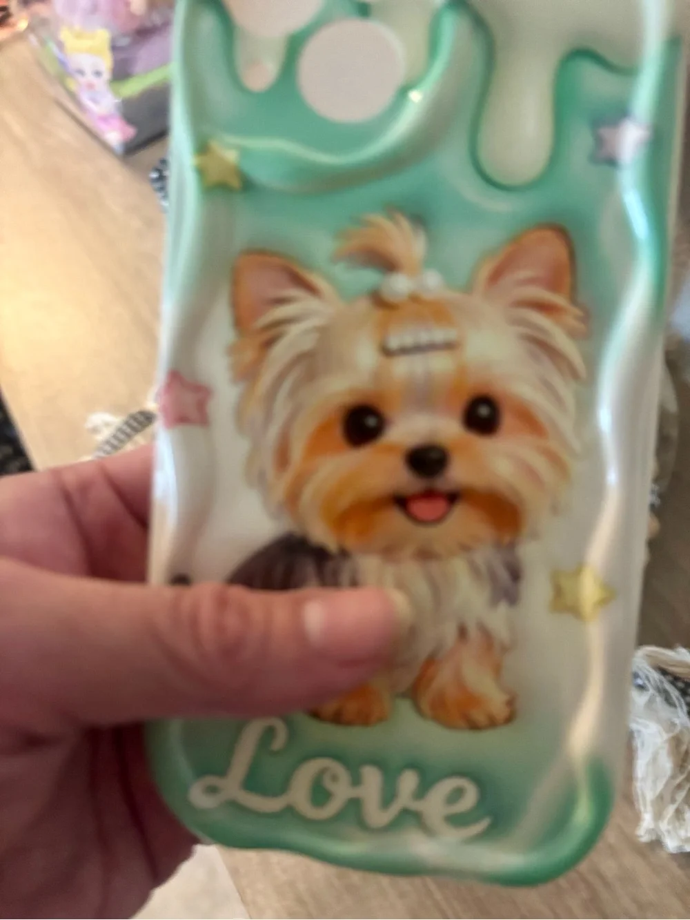 Cute Yorkie Dog 'Love' iPhone 13 Case in Mint Green! NWT💚✅🐾
